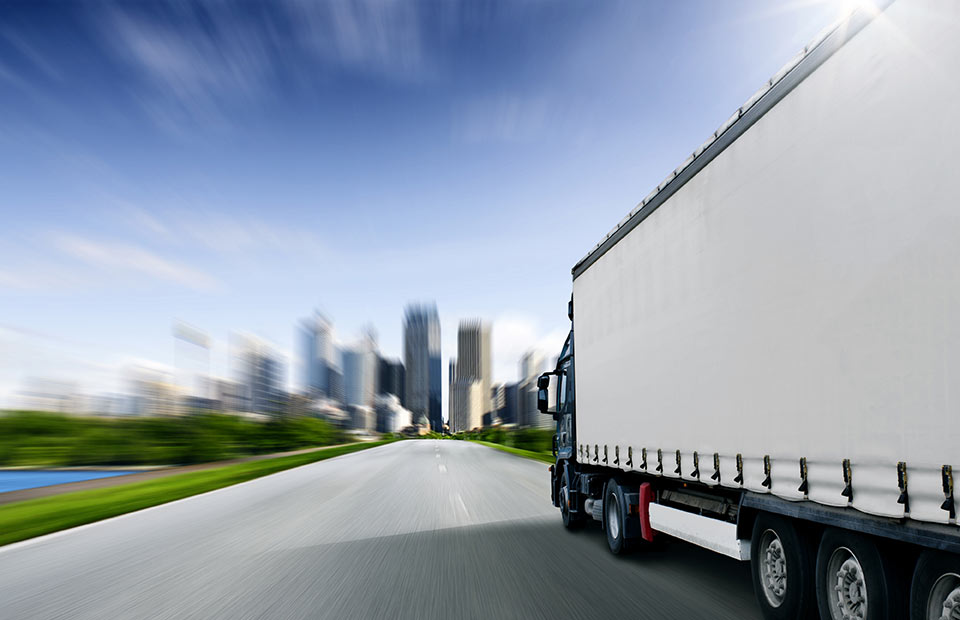 cargo delivery truck with semi trailer